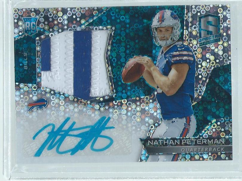 NATHAN PETERMAN 2017 PANINI SPECTRA 2 COLOR PATCH AUTO BLUE PRIZM RC #D 19/75
