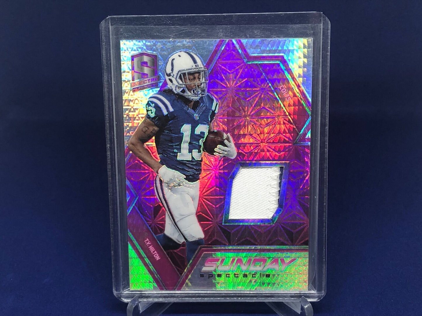 TY HILTON 2016 PANINI SPECTRA PINK SUNDAY SPECTACLE 2 CLR JERSEY PATCH #D 2/10