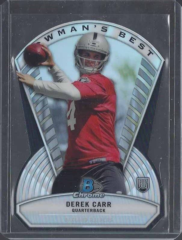 DEREK CARR 2014 BOWMAN CHROME BOWMAN'S BEST DIE CUT ROOKIE REFRACTOR RC
