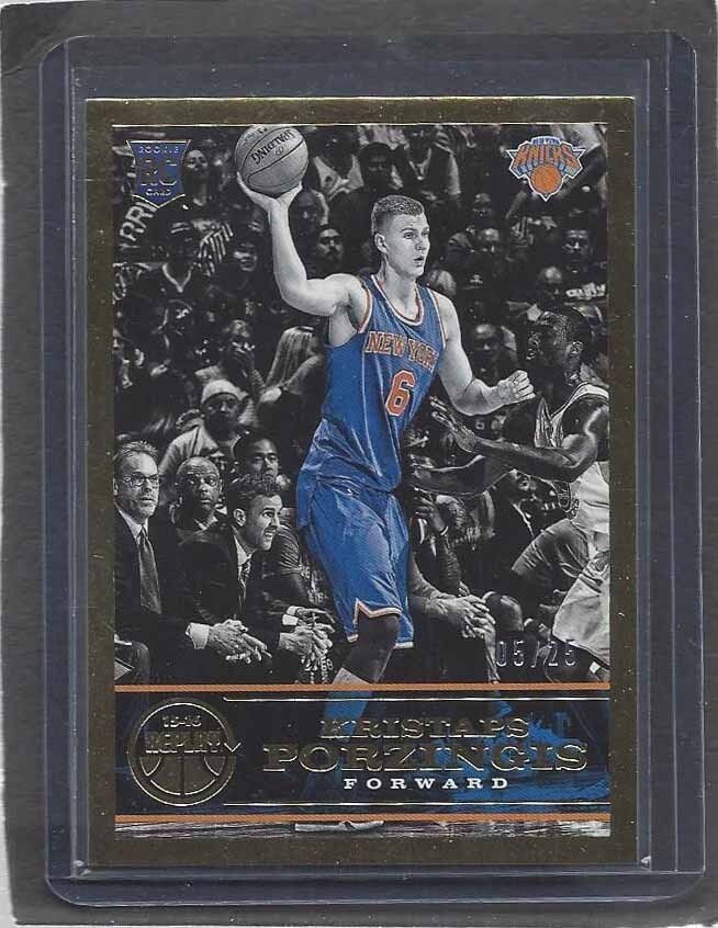 KRISTAPS PORZINGIS 2015-16 PANINI REPLAY GOLD ROOKIE RC #D 5/25
