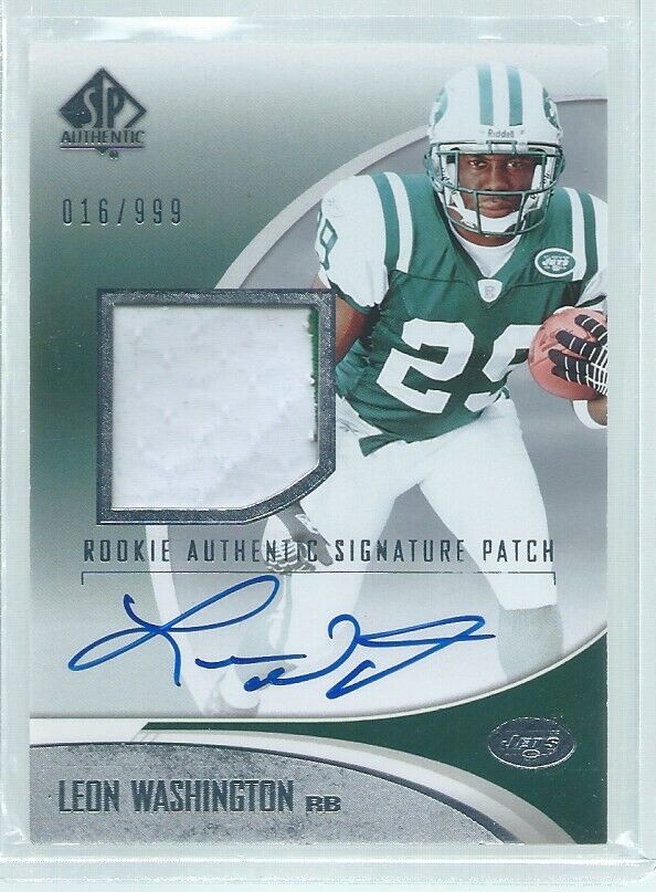 LEON WASHINGTON 2006 UD SP AUTHENTIC RPA 2 COLOR PATCH ON CARD AUTO RC #D 16/999
