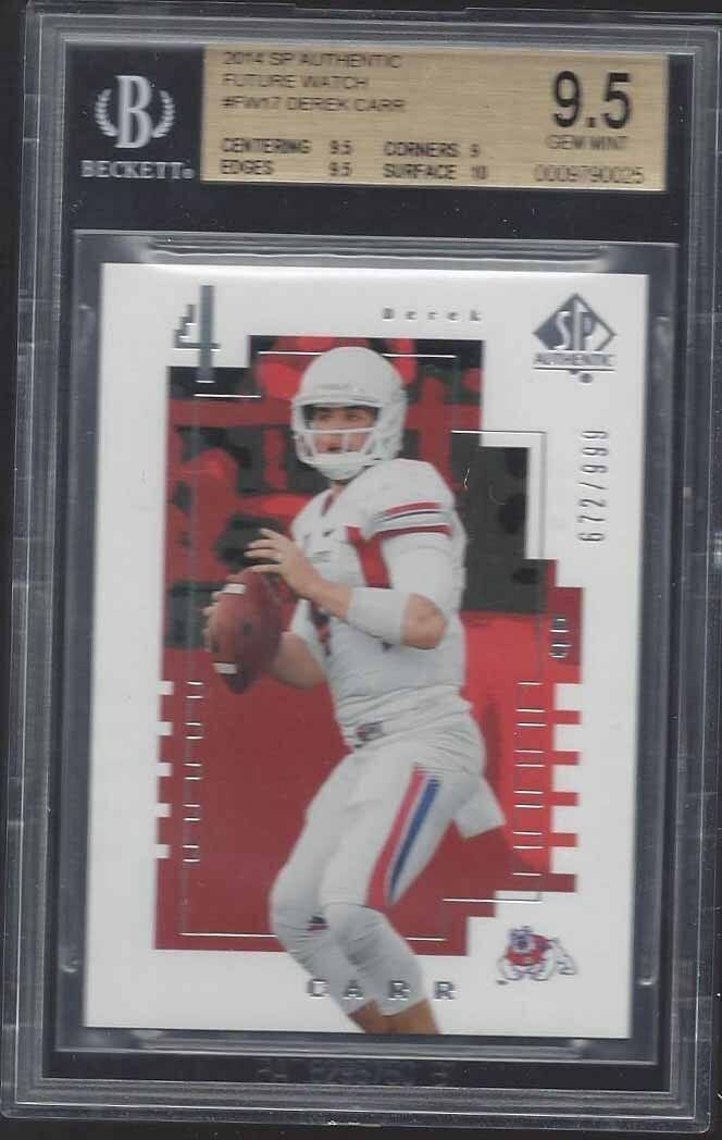 DEREK CARR 2014 SP AUTHENTIC FUTURE WATCH ROOKIE RC #D /999 BGS 9.5 GEM MINT
