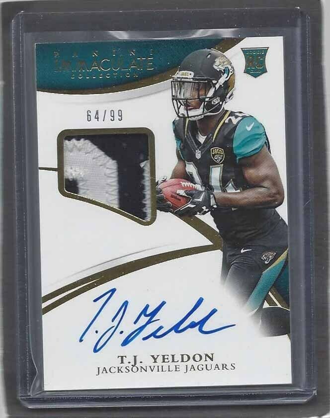 T.J. YELDON 2015 IMMACULATE RPA ROOKIE PATCH ON CARD AUTO RC #D /99