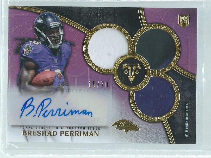 BRESHAD PERRIMAN 2015 TOPPS TRIPLE THREADS TRIPLE JERSEY AUTO RC #D 15/70