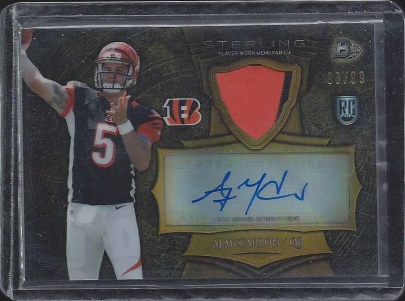 A.J. MCCARRON 2014 BOWMAN STERLING GOLD REFRACTOR 2 COLOR PATCH AUTO RC #D 98/99