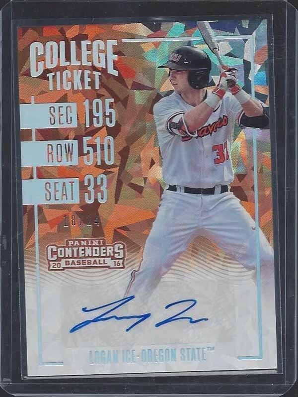 LOGAN ICE 2016 PANINI CONTENDERS COLLEGE TICKET CRACKED ICE AUTO #D 18/24