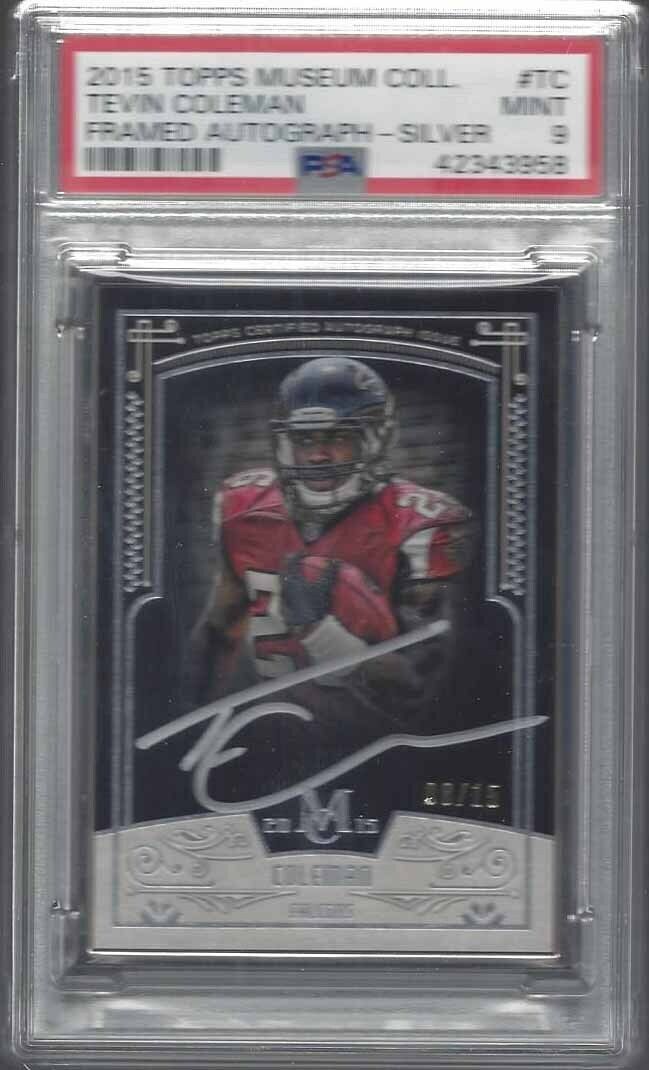 TEVIN COLEMAN 2015 TOPPS MUSEUM SILVER FRAMED AUTO RC #D 8/15 PSA 9 MINT POP 1/1
