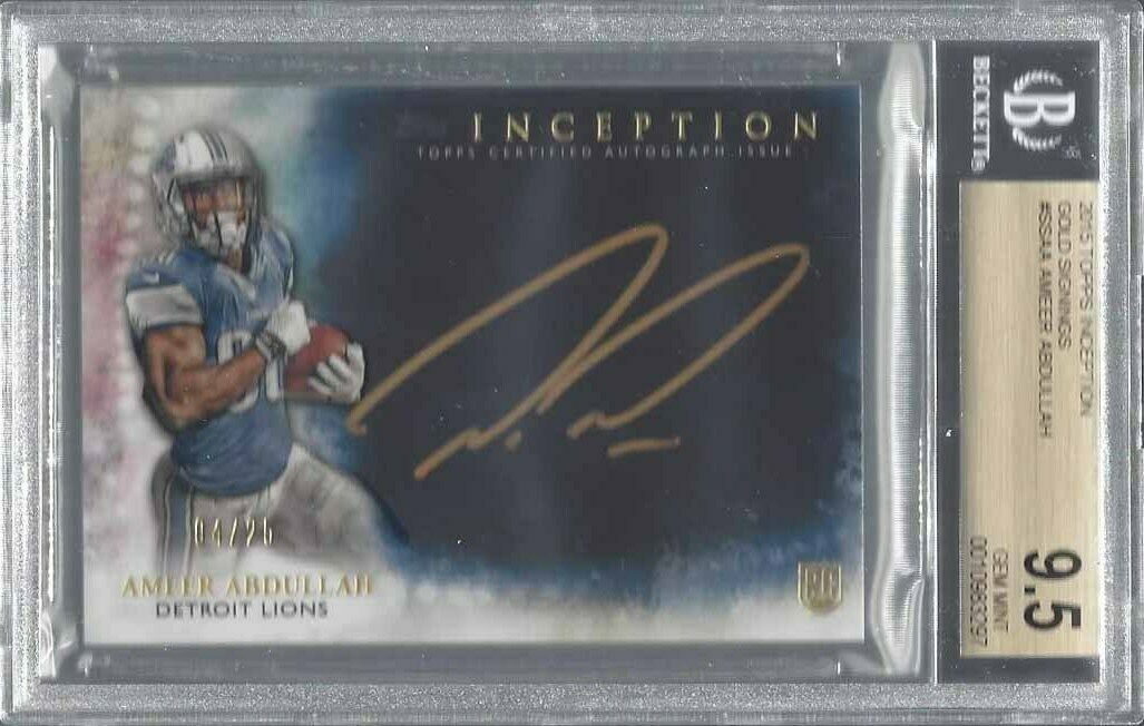 AMEER ABDULLAH 2015 TOPPS INCEPTION GOLD INK AUTO RC #D 4/25 BGS 9.5 10 AU POP 3