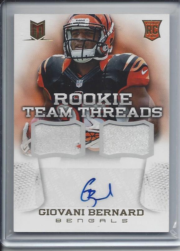 1/1 GIOVANI BERNARD 2013 MOMENTUM TEAM THREADS PATCH AUTO RC #D 25/25 JERSEY #25