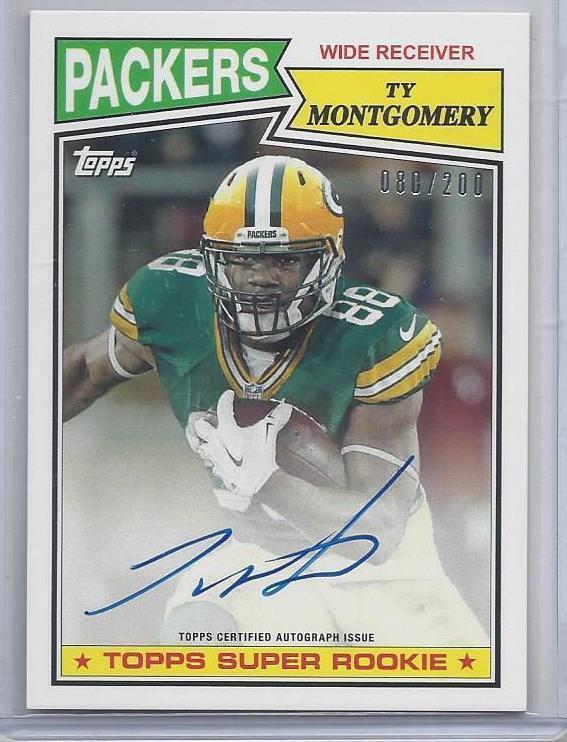 TY MONTGOMERY 2015 TOPPS 1987 RETRO GREEN BAY PACKERS ON CARD AUTO RC #D 120/200