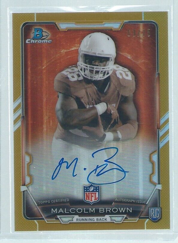 MALCOLM BROWN 2015 BOWMAN CHROME ON CARD AUTO GOLD REFRACTOR RC #D 63/75