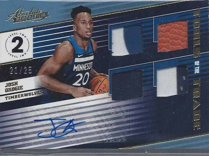 JOSH OKOGIE 2018-19 ABSOLUTE TOOLS OF THE TRADE GOLD QUAD PATCH AUTO RC #D 21/25