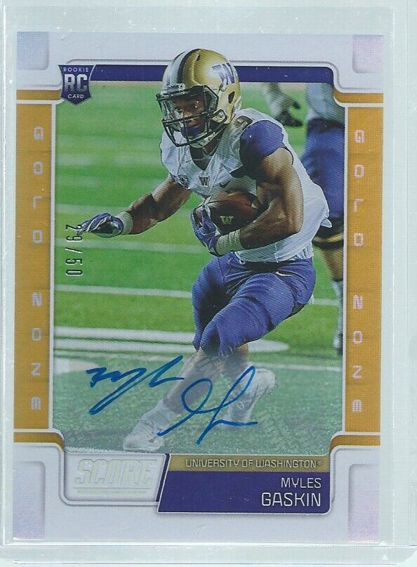 MYLES GASKIN 2019 PANINI SCORE GOLD ZONE AUTO RC #D 29/50