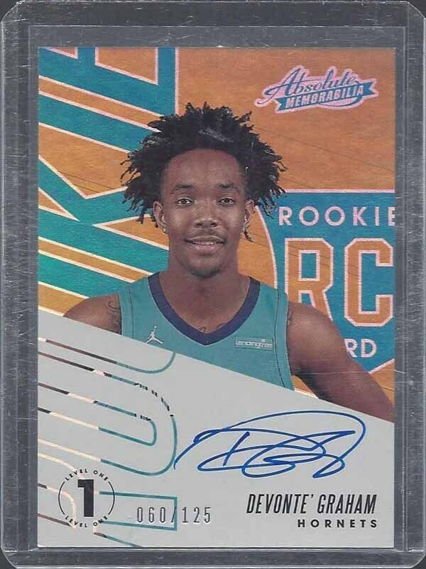 DEVONTE GRAHAM 2018-19 ABSOLUTE LEVEL ONE ON CARD AUTO RC #D 60/125