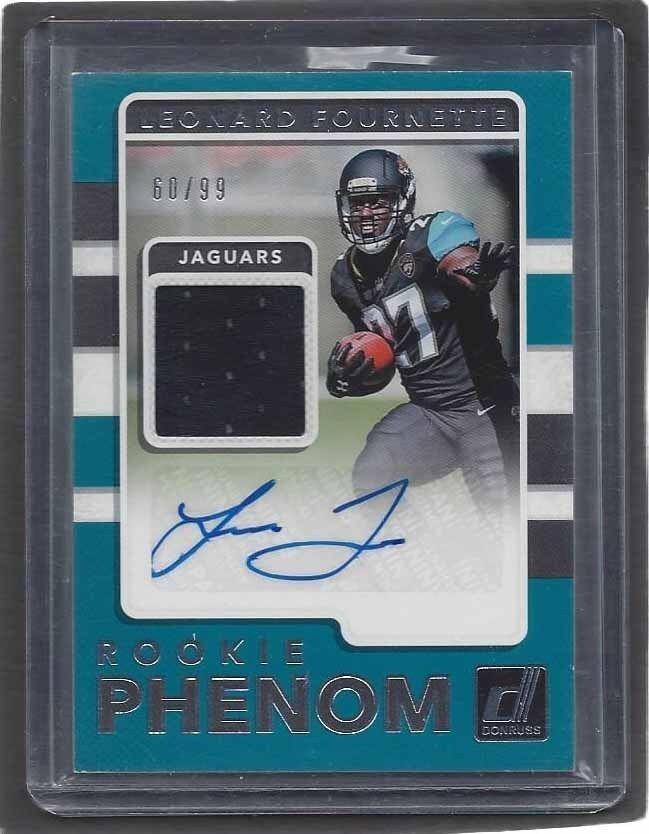 LEONARD FOURNETTE 2017 DONRUSS ROOKIE PHENOM JERSEY AUTO RC #D 60/99