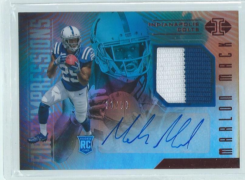 MARLON MACK 2017 ILLUSIONS FIRST IMPRESSIONS 2 COLOR PATCH AUTO RED RC #D 30/50