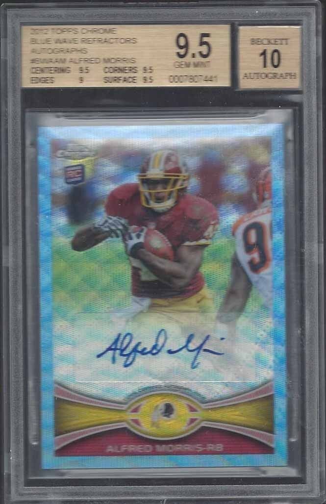 ALFRED MORRIS 2012 TOPPS CHROME BLUE WAVE REFRACTOR AUTO RC BGS 9.5 w/ 10 AU GEM