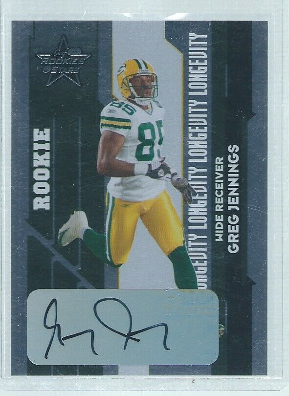 GREG JENNINGS 2006 LEAF ROOKIES & STARS LONGEVITY AUTO RC #D 11/50