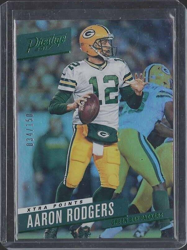 AARON RODGERS 2017 PRESTIGE XTRA POINTS GREEN #D 34/150