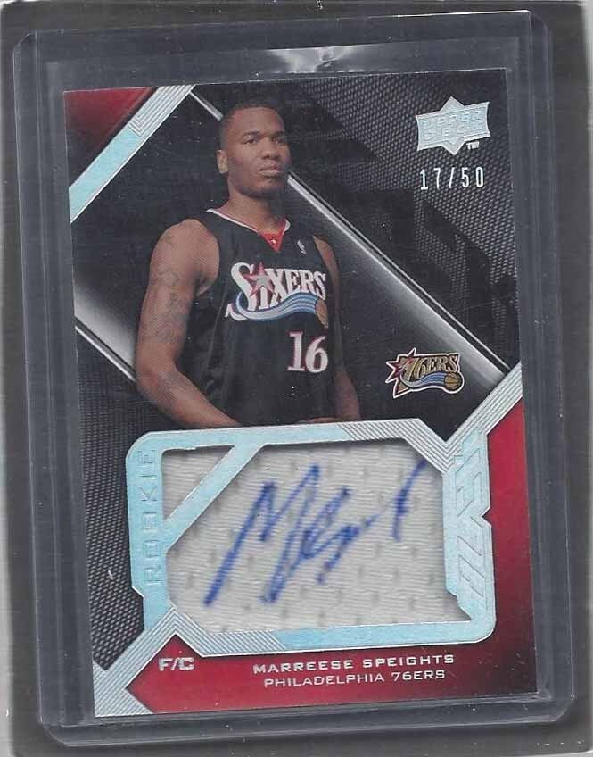 MARREESE SPEIGHTS 2008-09 UD BLACK JUMBO JERSEY ON CARD ROOKIE AUTO RC #D 17/50