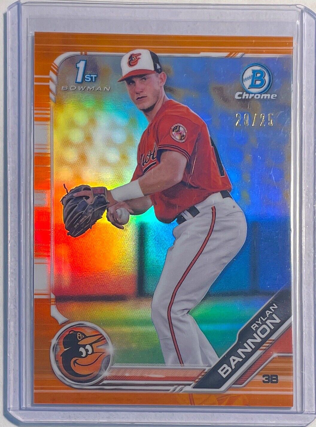 RYLAN BANNON 2019 BOWMAN CHROME 1ST PROSPECT ORANGE REFRACTOR #D 20/25