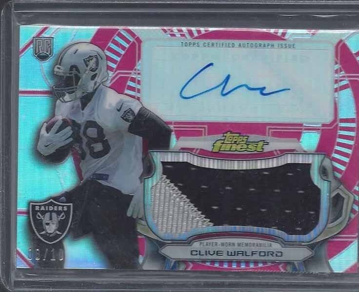 CLIVE WALFORD 2015 TOPPS FINEST PINK REFRACTOR RPA JUMBO PATCH AUTO RC #D 8/10