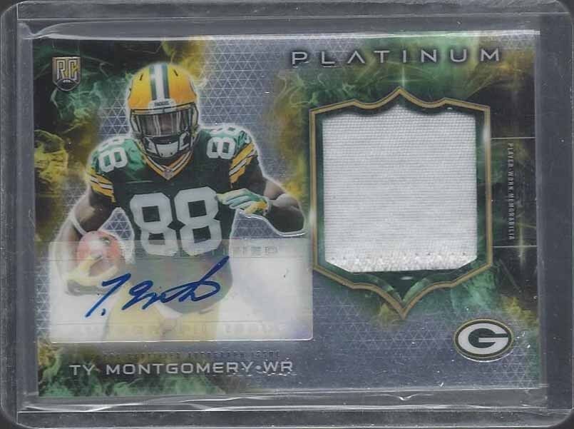 TY MONTGOMERY 2015 TOPPS PLATINUM RPA 2 COLOR PACKERS ROOKIE PATCH AUTO RC