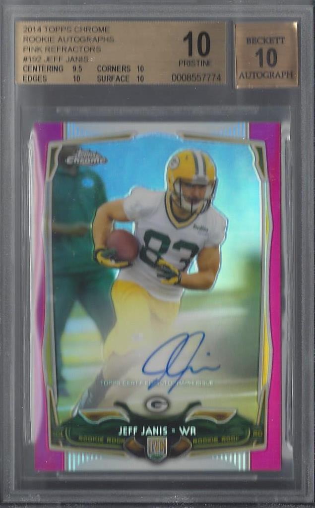 JEFF JANIS 2014 TOPPS CHROME PINK REFRACTOR AUTO RC #D /75 BGS 10 10 AU POP 1/1