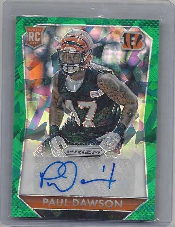 PAUL DAWSON 2015 PANINI PRIZM GREEN CRYSTAL PRIZMS ROOKIE AUTO RC #D 33/50