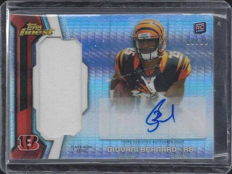GIOVANI BERNARD 2013 FINEST PRISM REFRACTOR RPA JUMBO PATCH AUTO RC #D 8/25