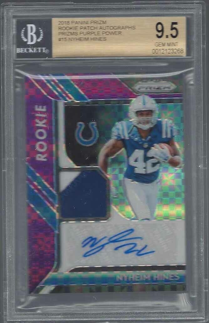 NYHEIM HINES 2018 PRIZM RPA PURPLE POWER PATCH AUTO RC /50 BGS 9.5 10 AU POP 1/1