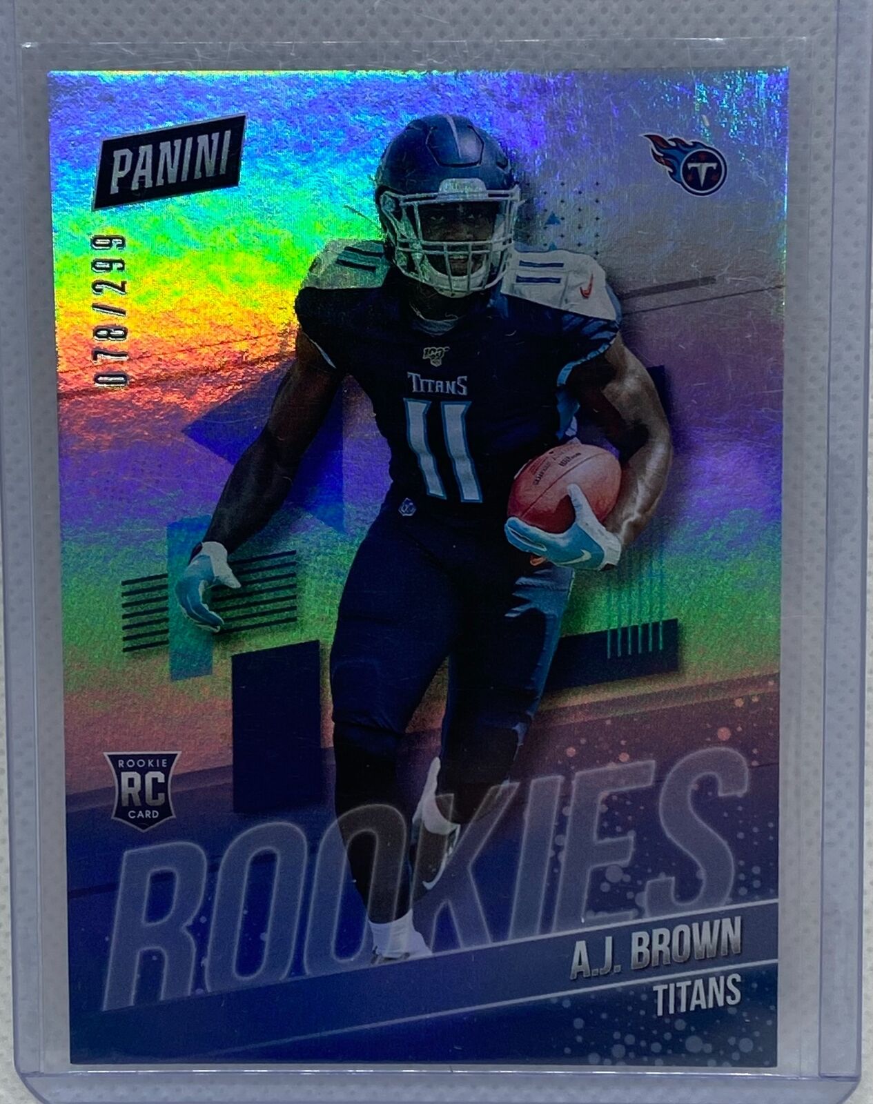 A.J BROWN 2019 PANINI THE NATIONAL ROOKIES FOIL RC #D 78/299