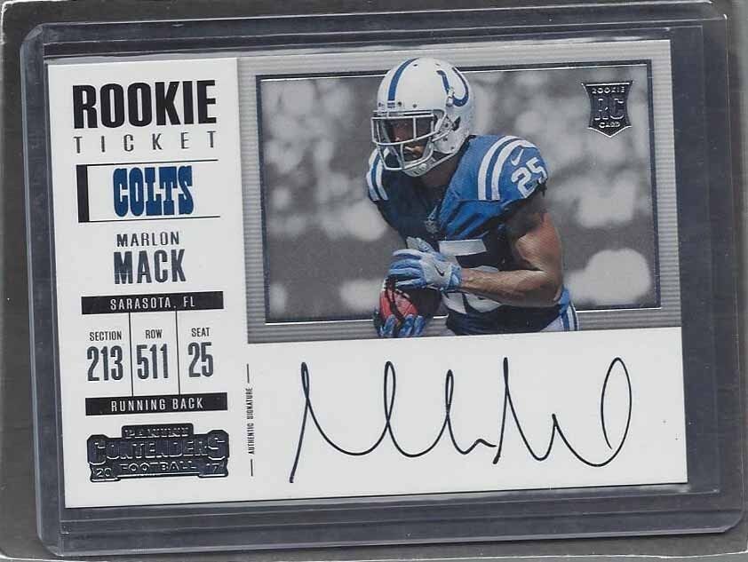 MARLON MACK 2017 CONTENDERS ROOKIE TICKET HORIZONTAL VARIATION AUTO RC #354
