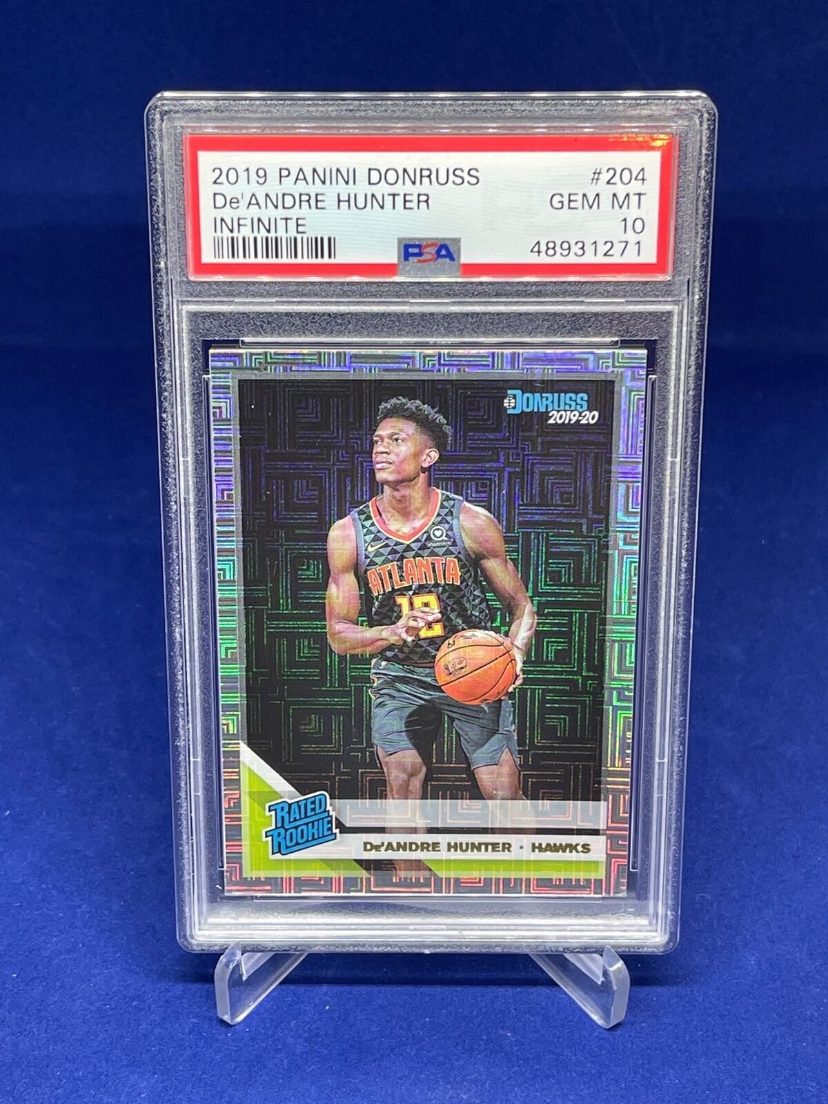 DE'ANDRE HUNTER 2019-20 PANINI DONRUSS RATED ROOKIE INFINITE RC #204 PSA 10 GEM