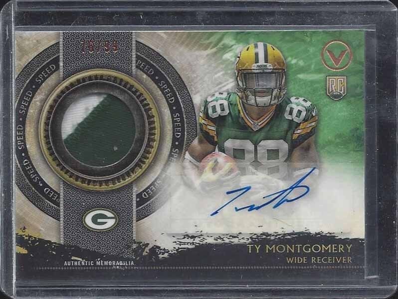 TY MONTGOMERY 2015 TOPPS VALOR SPEED SHIELD 2 COLOR PATCH AUTO RC #D /199