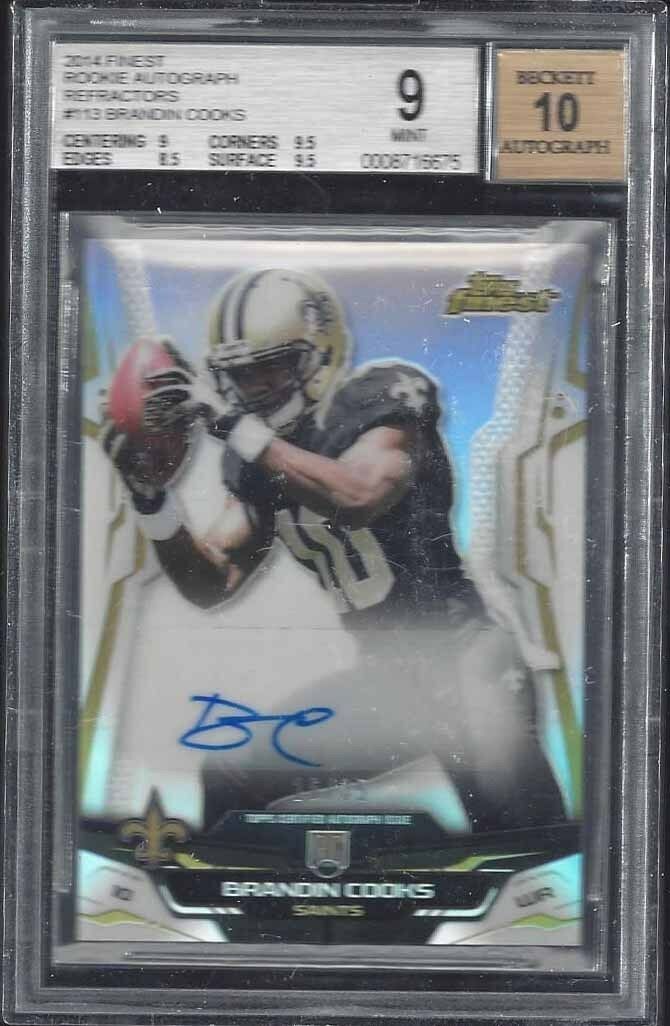 BRANDIN COOKS 2014 TOPPS FINEST REFRACTOR CASE HIT AUTO RC #D /35 BGS 9 w/ 10 AU