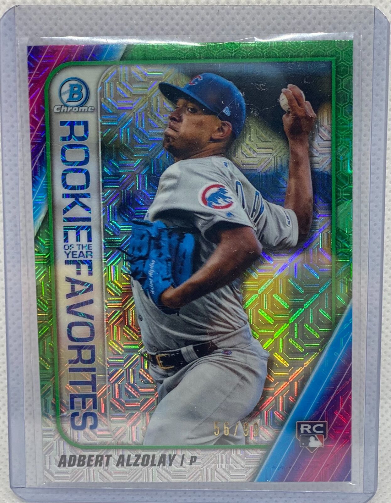 ADBERT ALZOLAY 2020 BOWMAN CHROME ROOKIE OF THE YEAR GREEN MEGA REFRACTOR RC /99