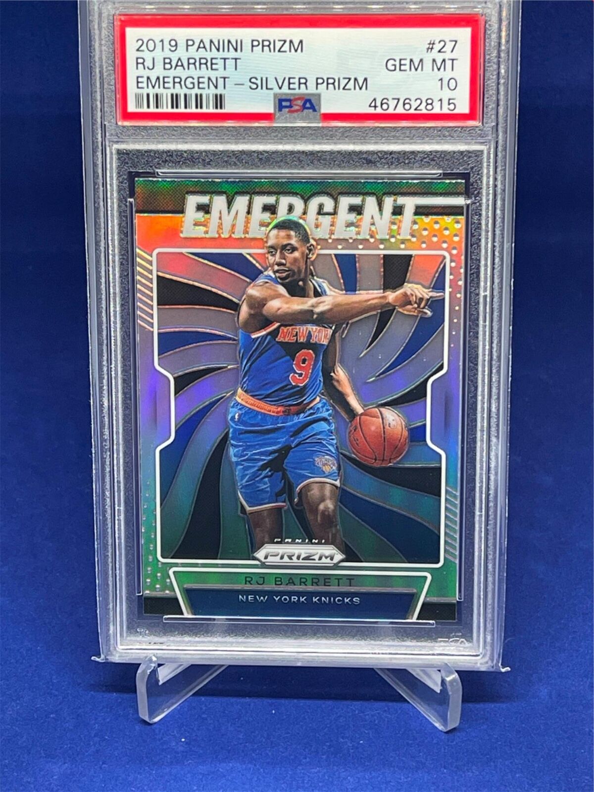 RJ BARRETT 2019-20 PANINI PRIZM EMERGENT SILVER PRIZM ROOKIE RC #27 PSA 10