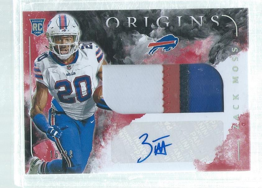 ZACK MOSS 2020 PANINI ORIGINS RED RPA 4 COLOR PATCH AUTO ROOKIE RC #D 15/99