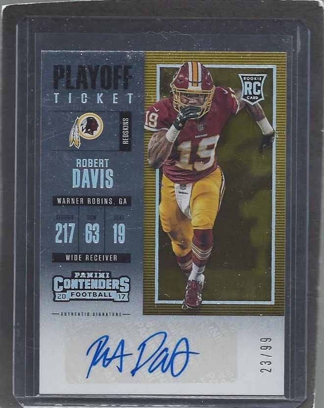ROBERT DAVIS 2017 CONTENDERS PLAYOFF TICKET REDSKINS AUTO RC #D 23/99