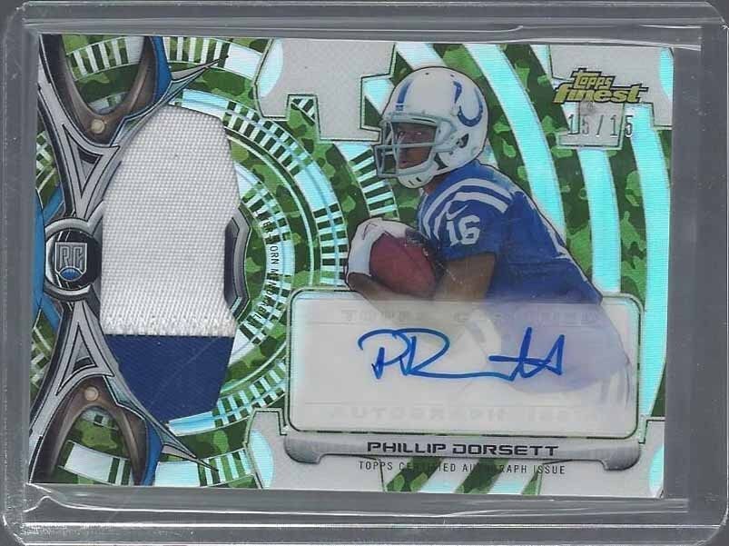 1/1 PHILLIP DORSETT 2015 FINEST CAMO REFRACTOR JUMBO PATCH AUTO RC 15/15 JSY #15