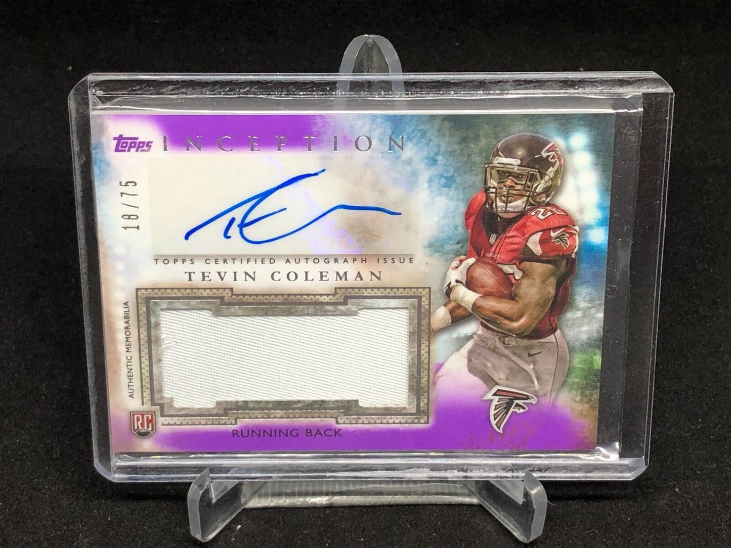 TEVIN COLEMAN 2915 TOPPS INCEPTION PURPLE PATCH AUTO RC #D 18/75