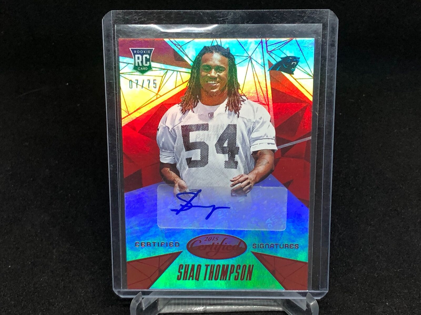 SHAQ THOMPSON 2015 PANINI CERTIFIED RED AUTO RC #D 7/75