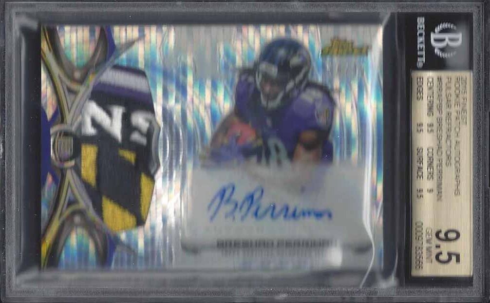 BRESHAD PERRIMAN 2015 FINEST PULSAR REFRACTOR LOGO PATCH AUTO RC /35 BGS 9.5 10