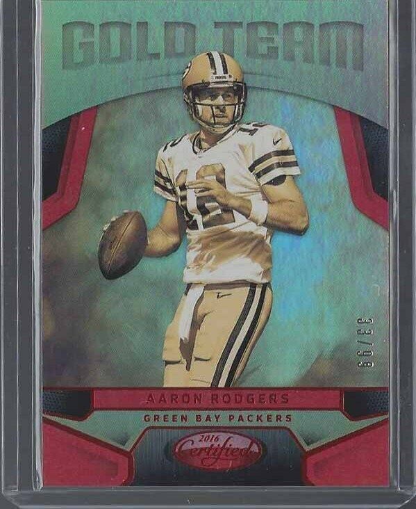 AARON RODGERS 2016 CERTIFIED GOLD TEAM RED PARALLEL #D 33/99
