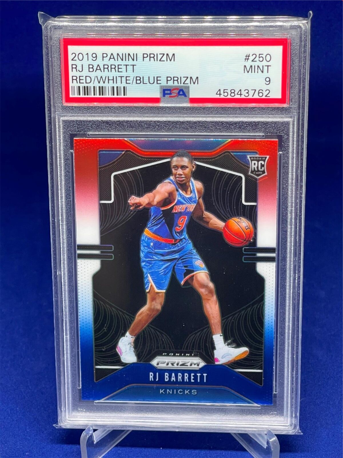 RJ BARRETT 2019-20 PANINI PRIZM RED WHITE BLUE PRIZM ROOKIE RC #250 PSA 9
