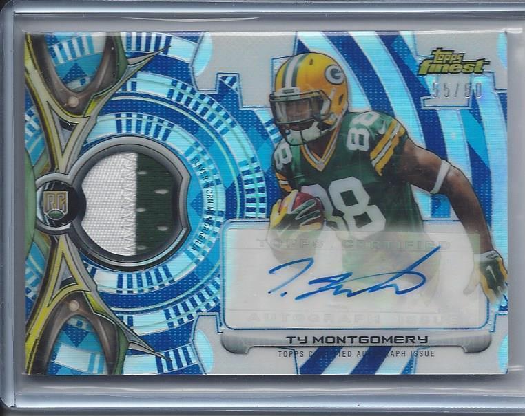 TY MONTGOMERY 2015 TOPPS FINEST BLUE DIAMOND REFRACTOR PATCH AUTO RC #D 55/60