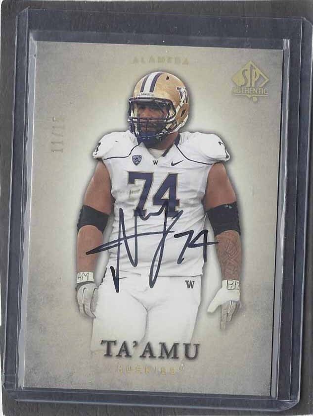 ALAMEDA TA'AMU 2012 SP AUTHENTIC GOLD WASHINGTON HUSKIES ON CARD AUTO RC #D /15