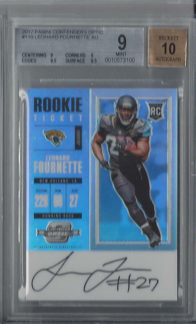 LEONARD FOURNETTE 2017 CONTENDERS OPTIC ROOKIE TICKET AUTO RC BGS 9 w/ 10 AUTO
