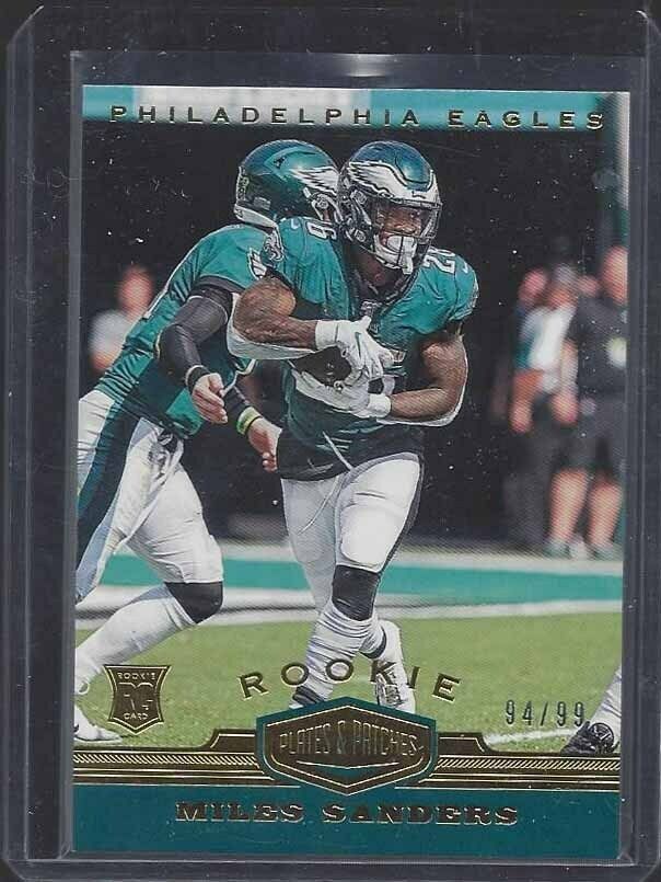 MILES SANDERS 2019 PLATES & PATCHES GOLD ROOKIE RC #D 94/99